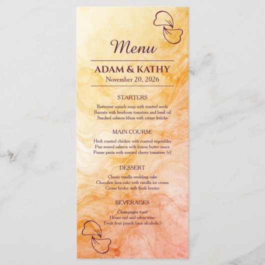 Warm Autumn Marble Wedding Menu メニュー (正面)