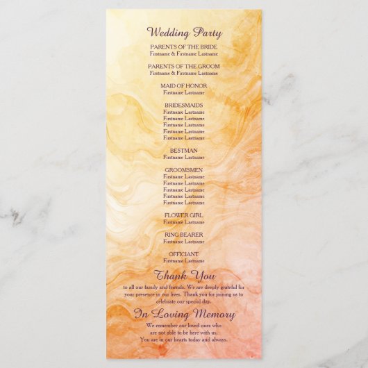 Warm Autumn Marble Wedding Program プログラム (裏面)