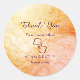 Warm Autumn Marble Wedding Sticker ラウンドシール