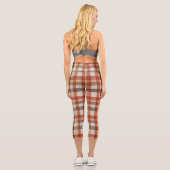 Warm Autumn Plaid Fabric Texture in Rust and Beige カプリレギンス (裏面)