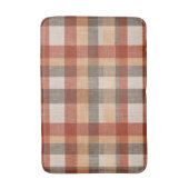 Warm Autumn Plaid Fabric Texture in Rust and Beige バスマット (正面縦)