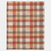 Warm Autumn Plaid Fabric Texture in Rust and Beige フリースブランケット (正面)