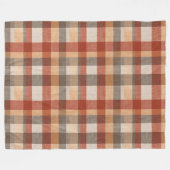 Warm Autumn Plaid Fabric Texture in Rust and Beige フリースブランケット (正面(横))