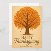 Warm Autumn Tree Happy Thanksgiving Greeting Card シーズンカード (正面/裏面)
