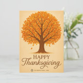 Warm Autumn Tree Happy Thanksgiving Greeting Card シーズンカード (スタンド正面)