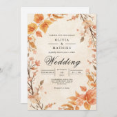 Warm Autumnal Bloom Flourish Wedding 招待状 (正面/裏面)