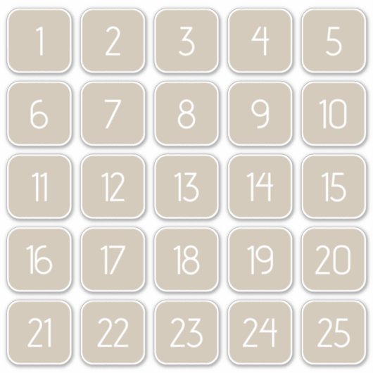 Warm Beige Customizable Square Number Stickers  シール (正面)