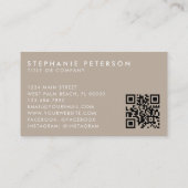 Warm Beige Elegant Custom Company Logo QR Code 名刺 (裏面)