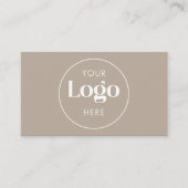Warm Beige Elegant Custom Company Logo QR Code 名刺 (正面)