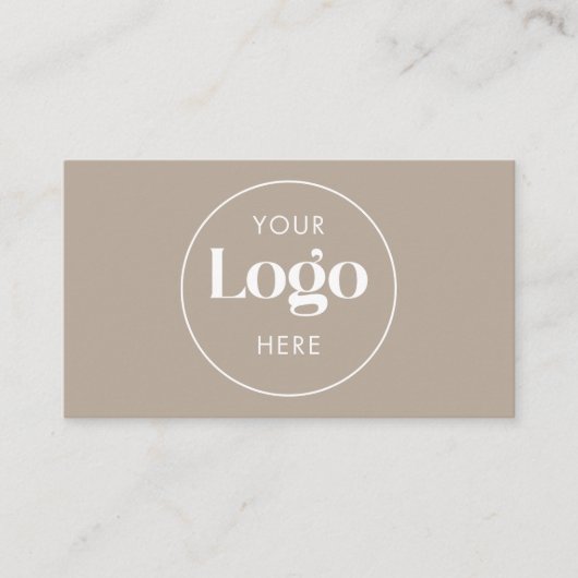 Warm Beige Elegant Custom Company Logo QR Code 名刺 (正面)