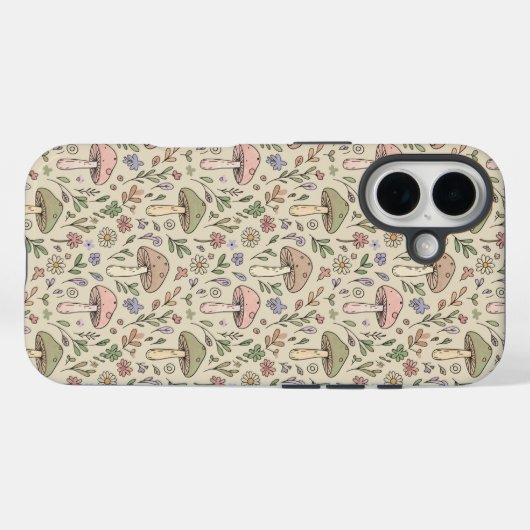Warm Beige Fungi Seamless Pattern Neutral Boho Case-Mate iPhoneケース (裏面 (横))