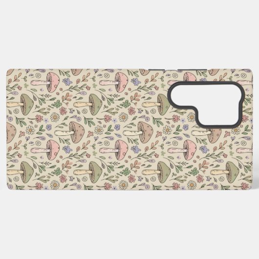 Warm Beige Fungi Seamless Pattern Samsung Galaxyケース (裏面横)