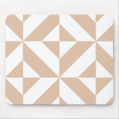 Warm Beige Geometric Deco Cube Pattern マウスパッド (正面)