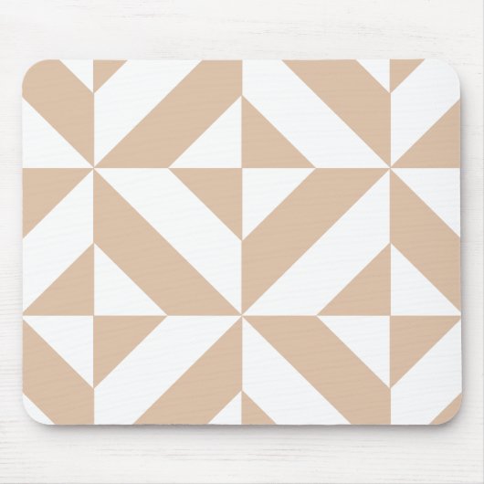 Warm Beige Geometric Deco Cube Pattern マウスパッド (正面)