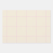 Warm Beige Grid Pattern Minimal Soft Check Design ラッピングペーパーシート (正面3)