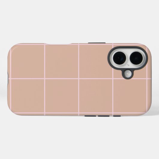 Warm Beige Grid Pattern Minimal Soft Check Design Case-Mate iPhoneケース (裏面 (横))