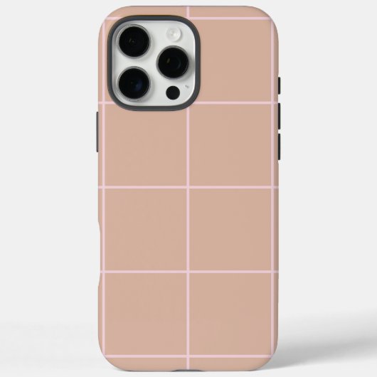 Warm Beige Grid Pattern Minimal Soft Check Design Case-Mate iPhoneケース (裏面)