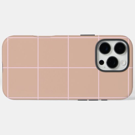 Warm Beige Grid Pattern Minimal Soft Check Design Case-Mate iPhoneケース (裏面 (横))