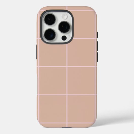 Warm Beige Grid Pattern Minimal Soft Check Design Case-Mate iPhoneケース (裏面)
