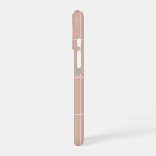 Warm Beige Grid Pattern Minimal Soft Check Design iPhone 16ケース (左側面)