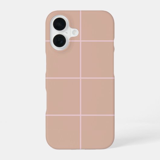 Warm Beige Grid Pattern Minimal Soft Check Design iPhone 16ケース (裏面)