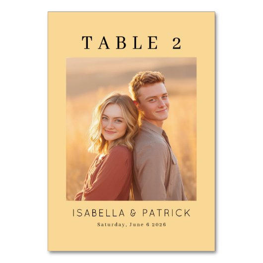 Warm Beige Minimalist Photo テーブルナンバー (正面)