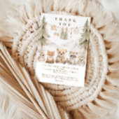 Warm Beige Neutral Forest Baby Shower サンキューカード