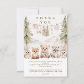 Warm Beige Neutral Forest Baby Shower サンキューカード (正面)