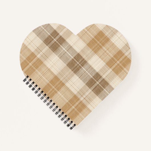 Warm Beige Plaid Linen Texture with Weaves ノートブック (正面)