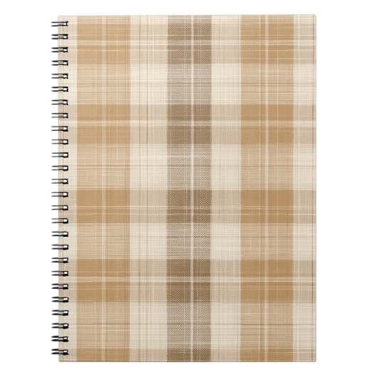 Warm Beige Plaid Linen Texture with Weaves ノートブック (正面)