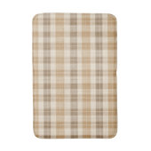 Warm Beige Plaid Linen Texture with Weaves バスマット (正面縦)