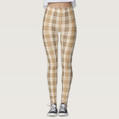 Warm Beige Plaid Linen Texture with Weaves レギンス (正面)