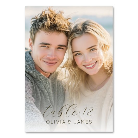 Warm Beige Romantic Photo テーブルナンバー (裏面)