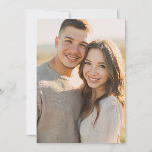 Warm Beige Romantic Photo 招待状 (正面)