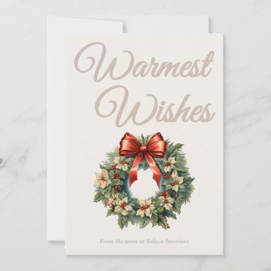 Warm Beige Script Christmas Card シーズンカード (正面)