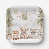 Warm Beige Woodland Adventure Awaits Baby Shower ペーパープレート (正面)