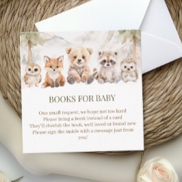 Warm Beige Woodland Books for Baby Shower Card エンクロージャーカード