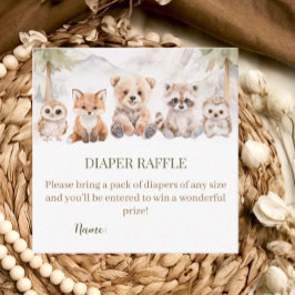 Warm Beige Woodland Diaper Raffle Baby Shower Card エンクロージャーカード