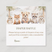 Warm Beige Woodland Diaper Raffle Baby Shower Card エンクロージャーカード (正面)