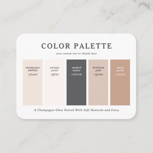 Warm Blush & Champagne Wedding Color Palette Card エンクロージャーカード (正面)