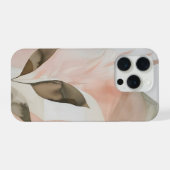 Warm Blush Organic Abstract with Modern Leaves iPhoneケース (裏面横)