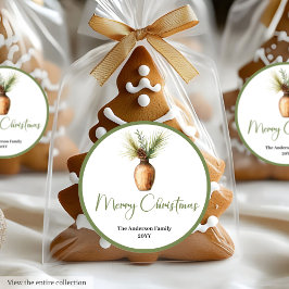 Warm Boho Scandinavian Holiday Gift Wrap Sticker ラウンドシール