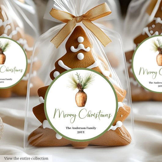 Warm Boho Scandinavian Holiday Gift Wrap Sticker ラウンドシール