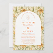 Warm Botanical Arch Wedding 招待状 (正面)