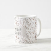 Warm brown floral pattern mug コーヒーマグカップ (正面右)