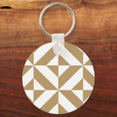 Warm Brown Geometric Deco Cube Pattern キーホルダー (正面)