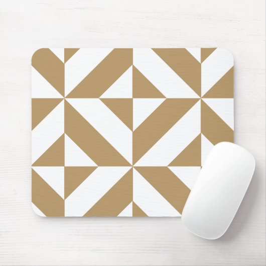 Warm Brown Geometric Deco Cube Pattern マウスパッド (マウス)