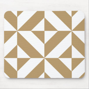 Warm Brown Geometric Deco Cube Pattern マウスパッド
