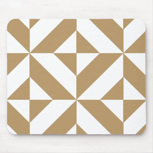 Warm Brown Geometric Deco Cube Pattern マウスパッド (正面)