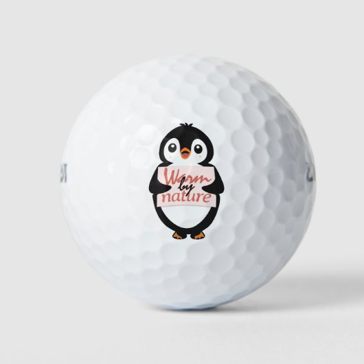 Warm by nature: Adorable Penguin with Playful Text ゴルフボール (正面)